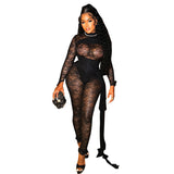 See-through Women's Lace Long Sleeve Jumpsuit